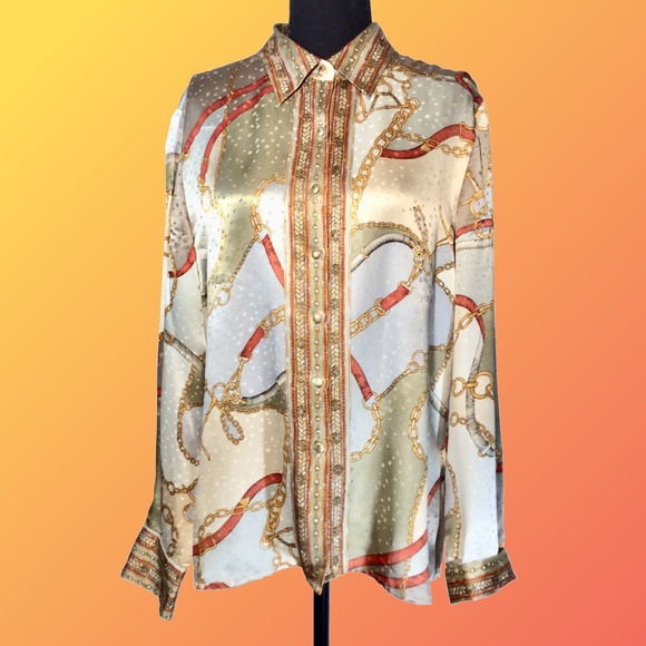 Talbots Tan Silk Top - Picture 1 of 5